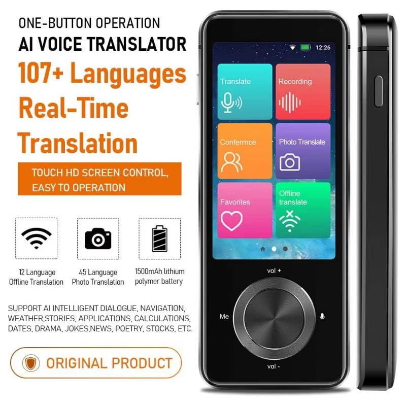 M9/M8 Language Translator Device 107 National Languages Intelligent Translator Real-Time Voice Recording Text Translation Device