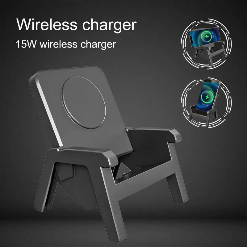 15W Loudspeaker Wireless Charger Portable Mini Chair Wireless Charger Vertical Desk Creative Gift Mobile Phone