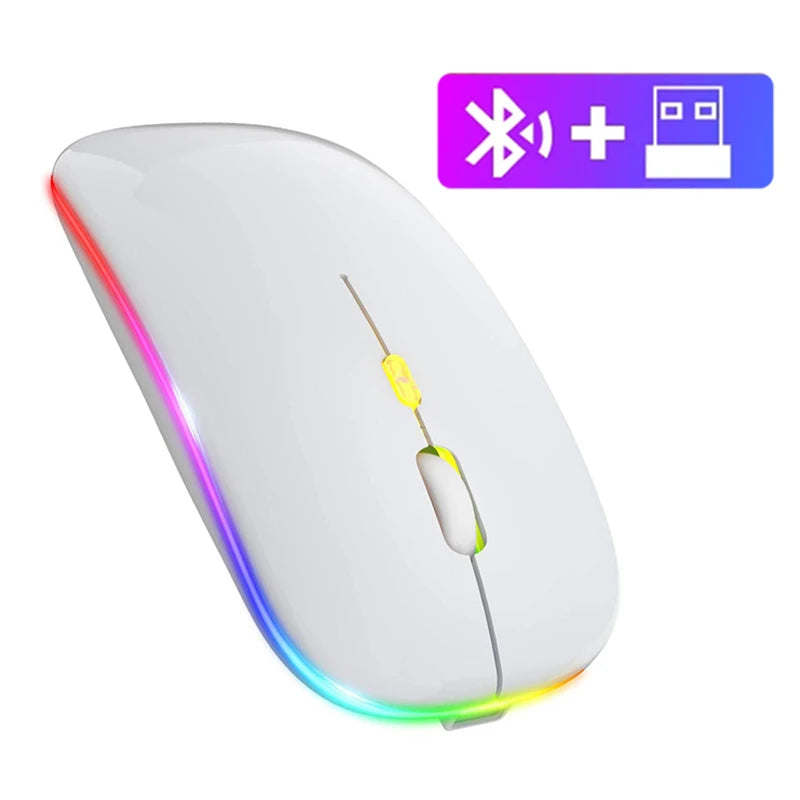 2.4Ghz Wireless Mouse Bluetooth Mouse Mice Rechargeable Mouse Silent Mouse LED Backlit USB Gaming Mouse 1600DPI for PC Laptop